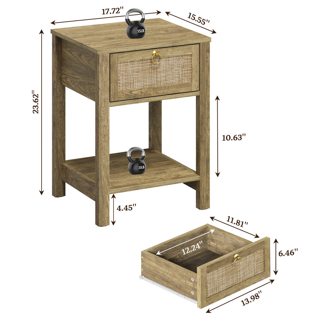 Pomodoro 23.6'' Tall 1 - Drawer Nightstand (Set of 2)