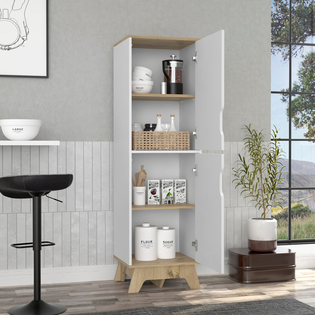 Rutherford 2-Door Pantry Cabinet Light Solidwood And White