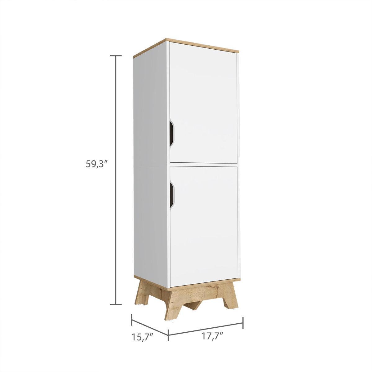 Rutherford 2-Door Pantry Cabinet Light Solidwood And White