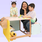 Solid Wood Kids Adjustable Stool and Table Set | Mamta Handicraft