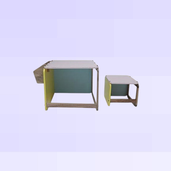Solid Wood Kids Adjustable Stool and Table Set | Mamta Handicraft