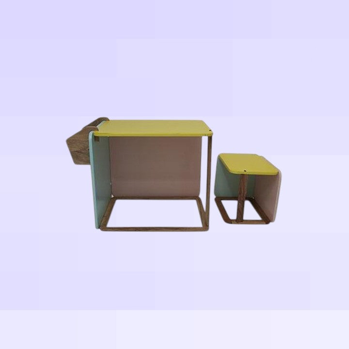 Solid Wood Kids Adjustable Stool and Table Set | Mamta Handicraft