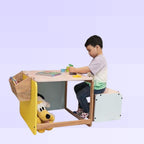 Solid Wood Kids Adjustable Stool and Table Set | Mamta Handicraft