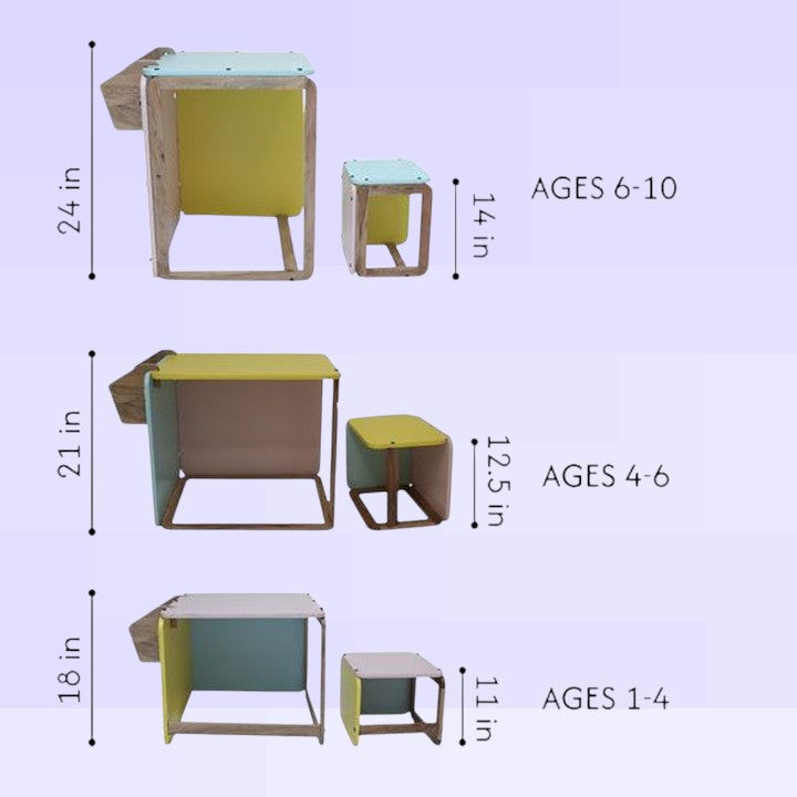 Kids - Small Stool+ Table- Size changing