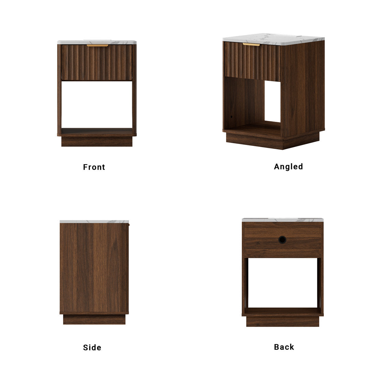 Schaitman 18''W 1-Drawer Nightstand with Open Cubby, Wood Nightstand with Built-In Outlets (Set of 2)