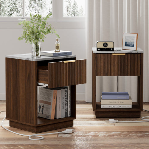 {"alt" => "Schaitman 18''W 1-Drawer Nightstand with Open Cubby, Wood Nightstand with Built-In Outlets (Set of 2)"}