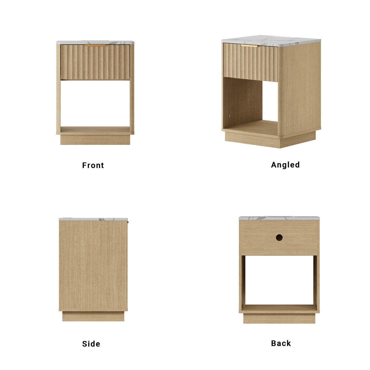 Schaitman 18''W 1-Drawer Nightstand with Open Cubby, Wood Nightstand with Built-In Outlets (Set of 2)