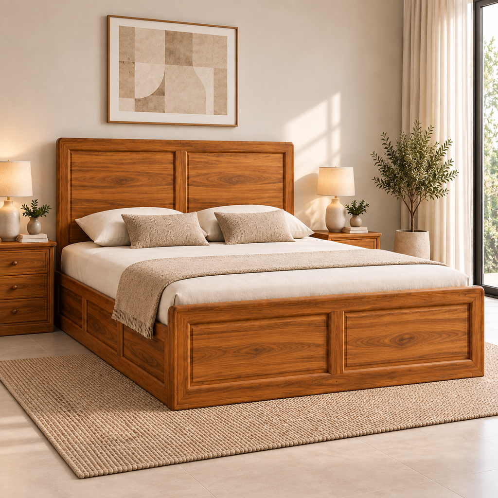 Spain Teak Wood With Hydraulic Storage Bed