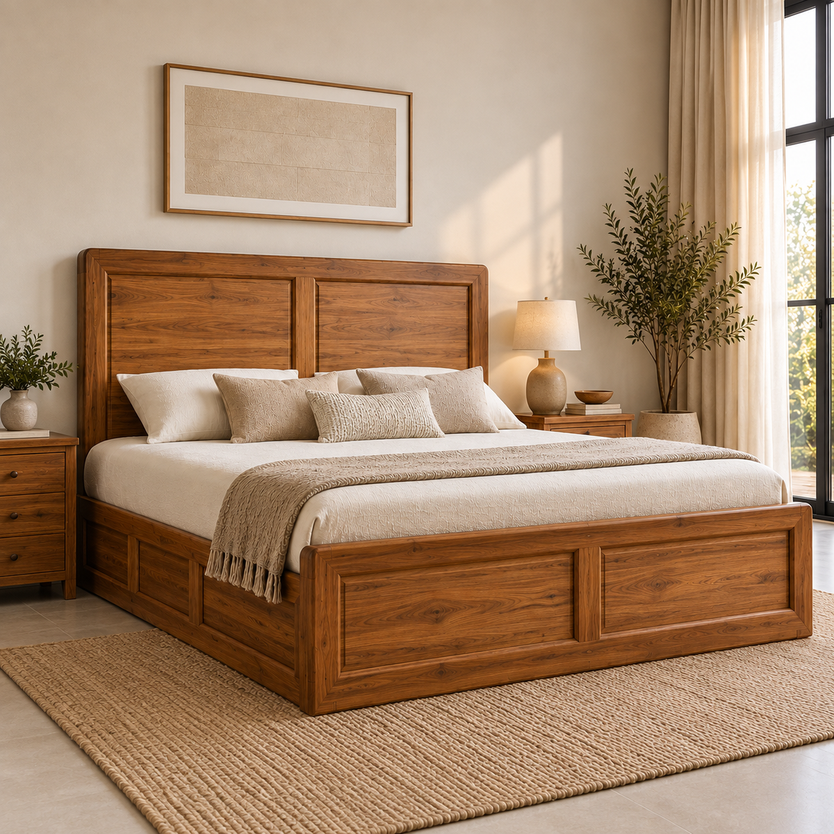 Spain Teak Wood With Hydraulic Storage Bed