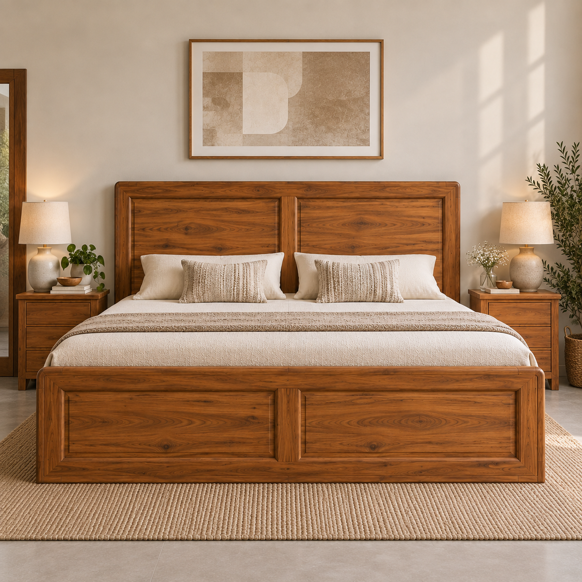 Spain Teak Wood With Hydraulic Storage Bed