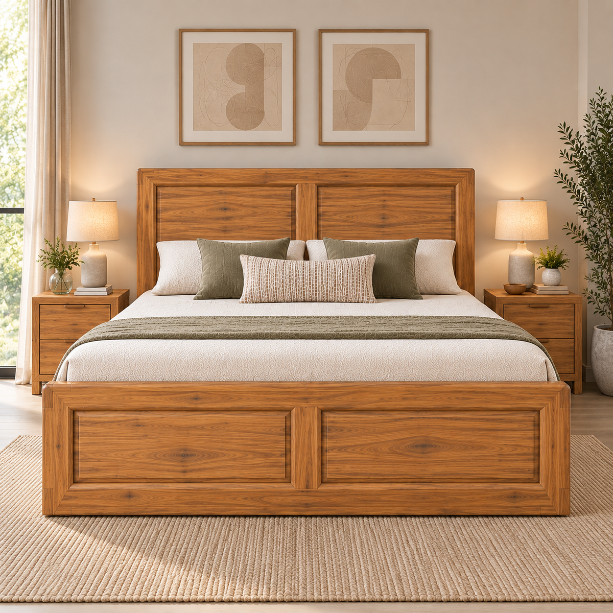 Spain Teak Wood With Hydraulic Storage Bed