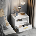 Sparacino Modern Nightstand with Golden Legs and Spacious Storage