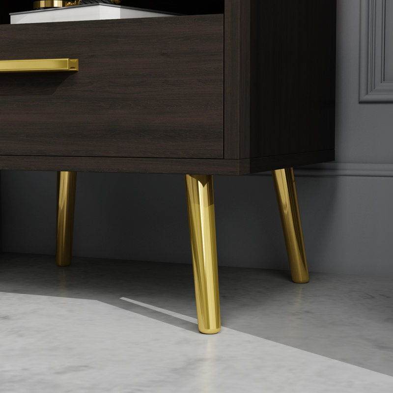 Sparacino Modern Nightstand with Golden Legs and Spacious Storage