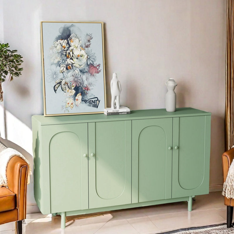 Functional 4-Door Intaglio Storage Cabinet Buffet Cabinet Sideboard Cabinet Office Credenza