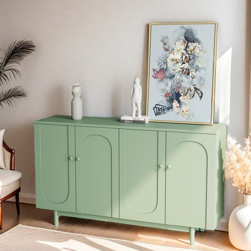 Functional 4-Door Intaglio Storage Cabinet Buffet Cabinet Sideboard Cabinet Office Credenza