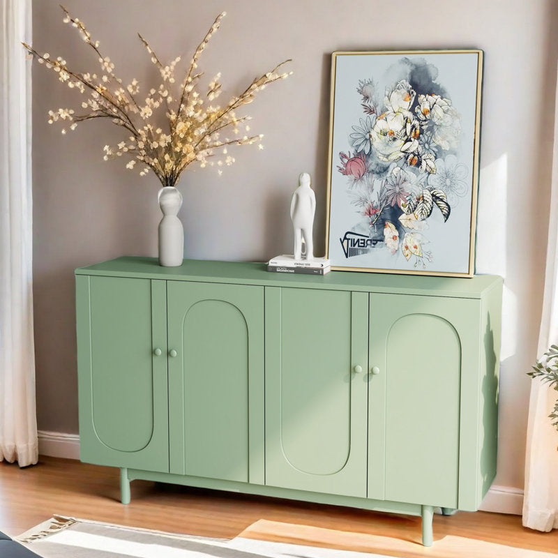 Functional 4-Door Intaglio Storage Cabinet Buffet Cabinet Sideboard Cabinet Office Credenza