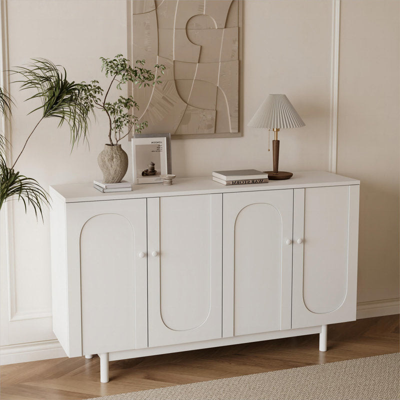 Functional 4-Door Intaglio Storage Cabinet Buffet Cabinet Sideboard Cabinet Office Credenza
