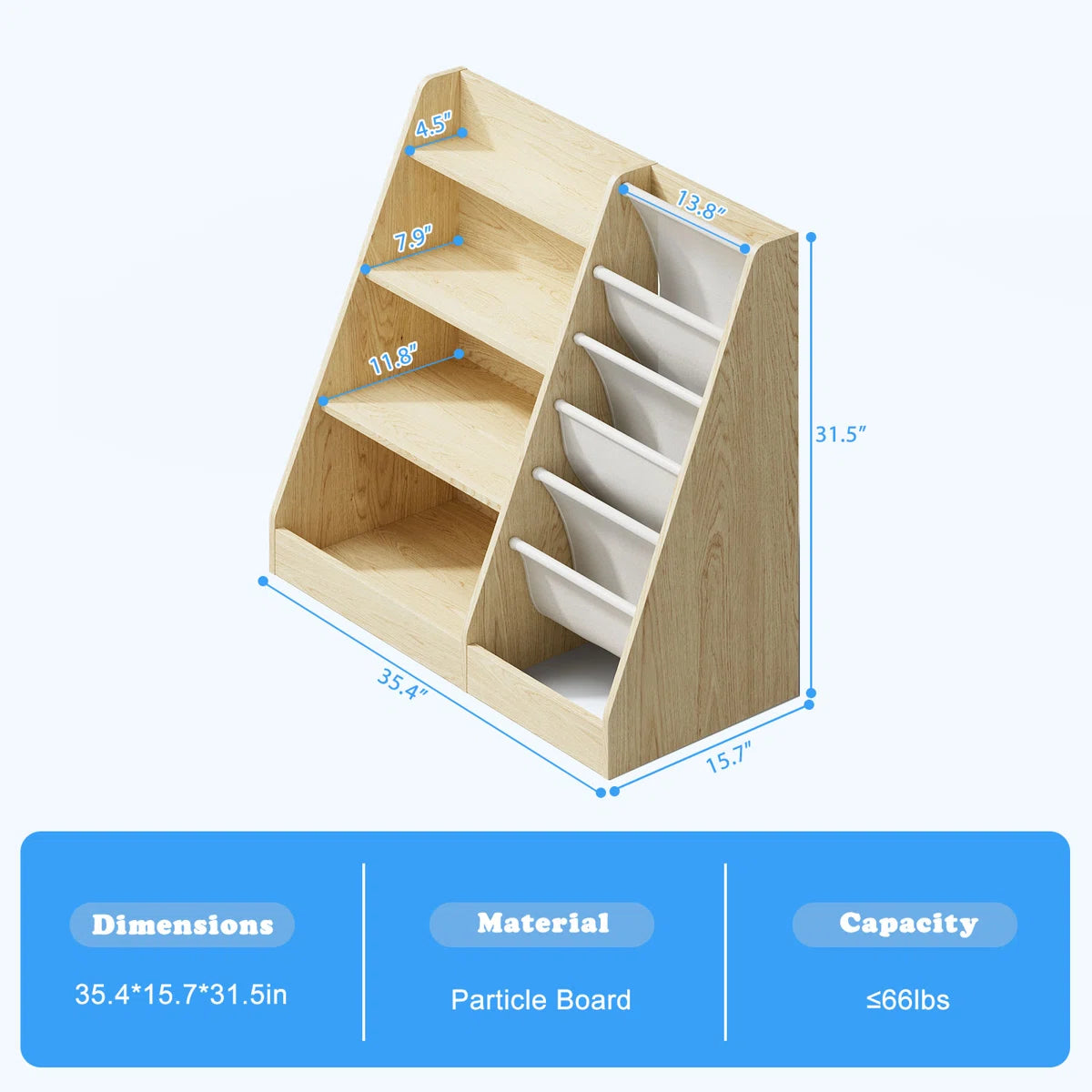 Maggiorina Kids Standard Bookcase, Storage Book Rack, Organizer Cabinet, Book Display