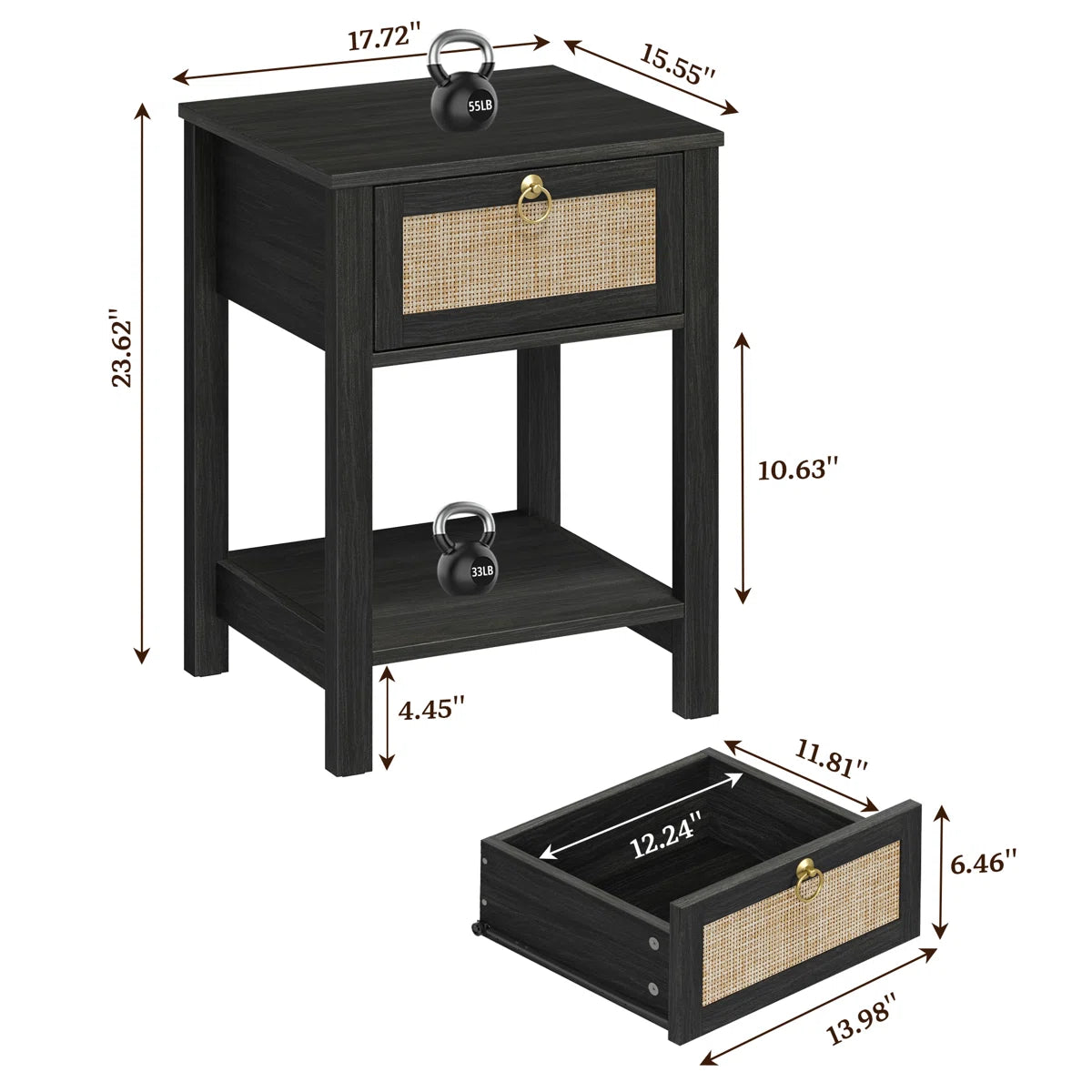 Pomodoro 23.6'' Tall 1 - Drawer Nightstand (Set of 2)