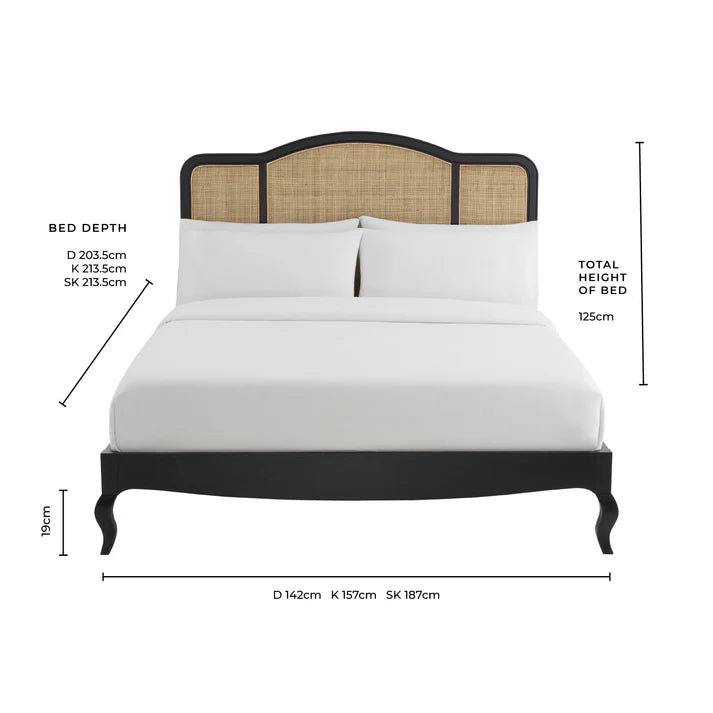Solid Wood Annecy Rattan Bed Frame | Mamta Handicraft