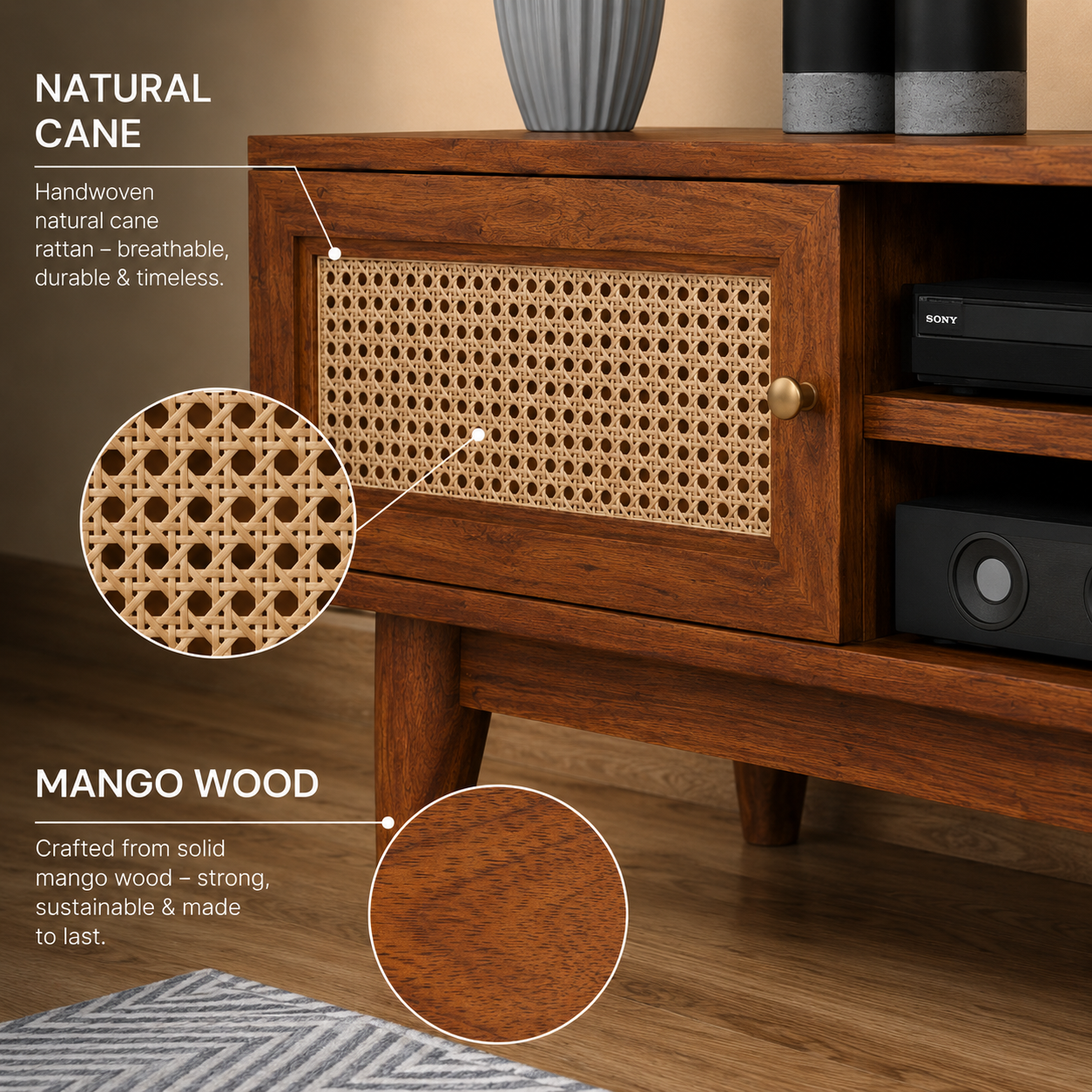 Milano Mango Wood TV Cabinet Living Room | Mamta Handicraft