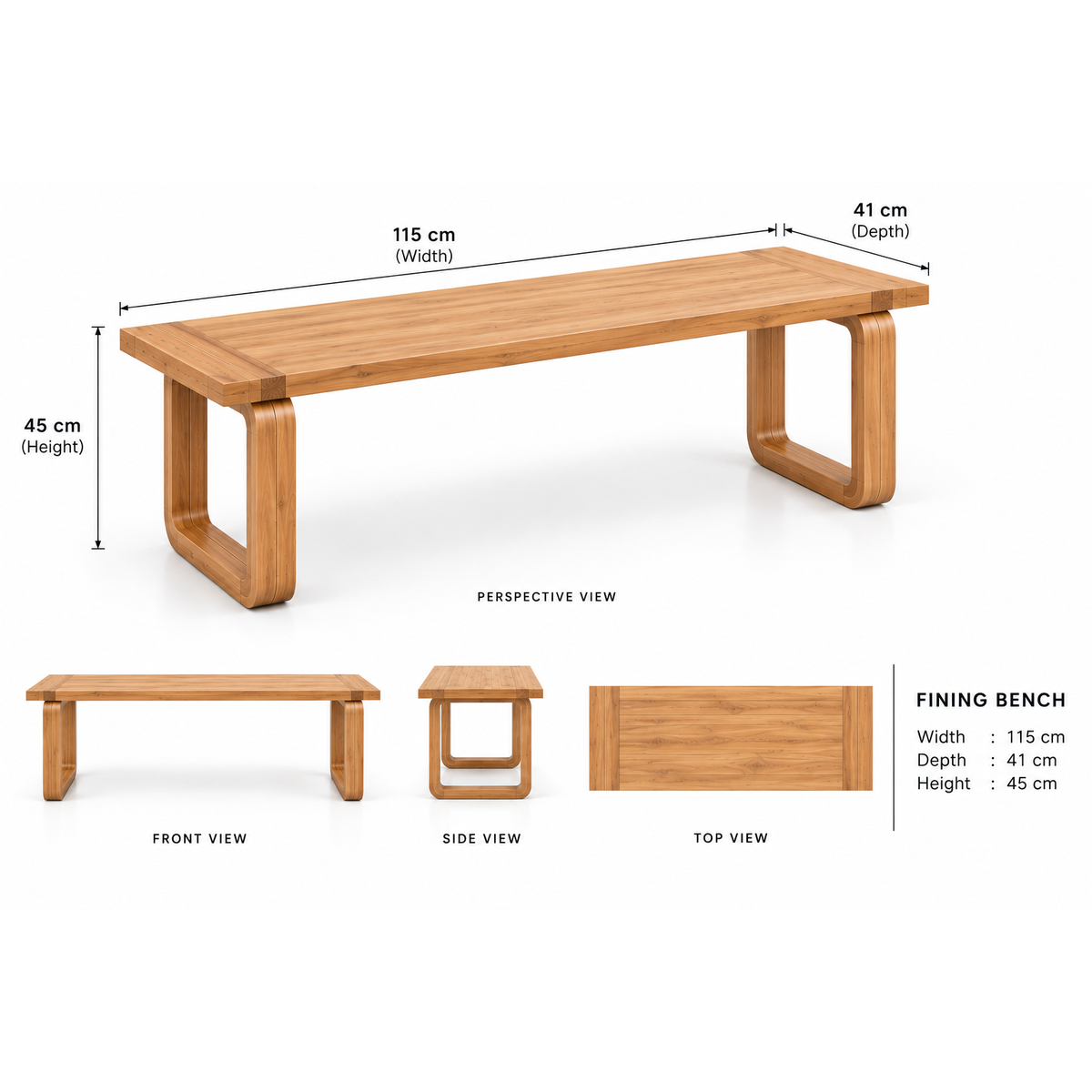 Spain Teak Wood Dining Bench