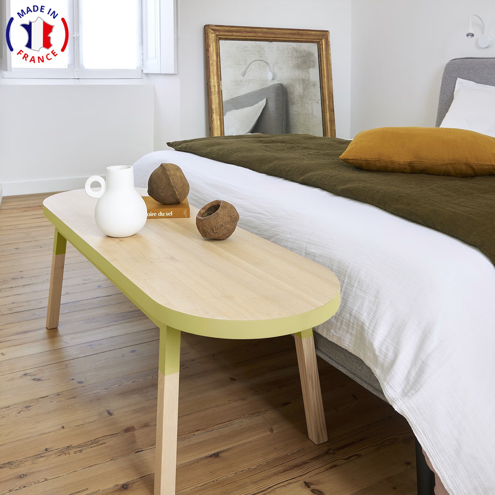 Egee - Bed bench end 140 cm, 100% solid ash