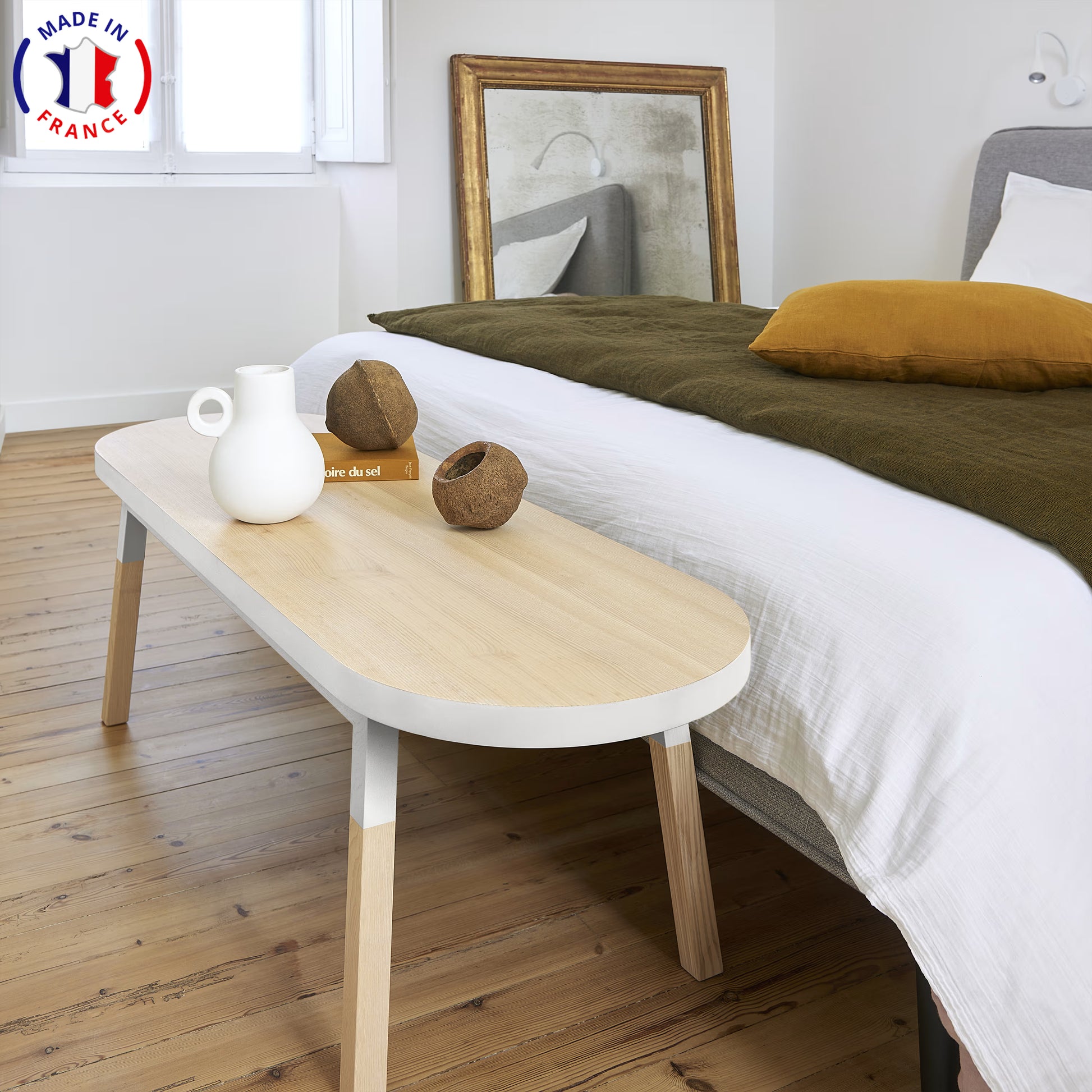 Egee - Bed bench end 140 cm, 100% solid ash