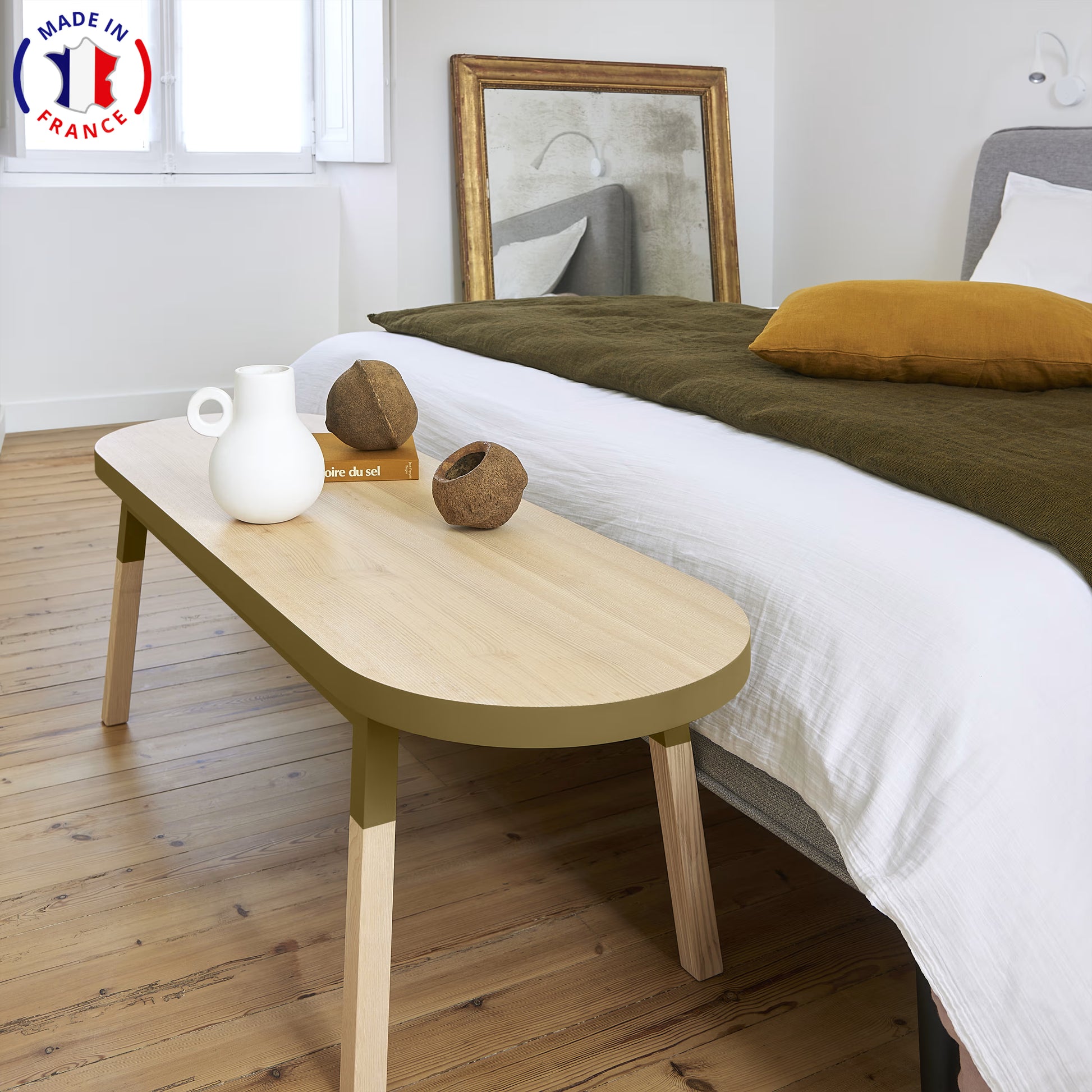 Egee - Bed bench end 140 cm, 100% solid ash