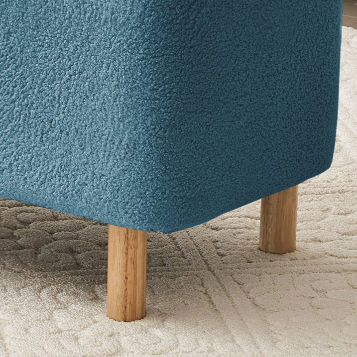 39.5" Boucle Storage Ottoman Bench for Living Room Bedroom Foot Rest End of Bed Wood Leg