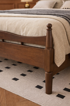 Elegant Mid-Century Modern Bed with Rattan Headboard