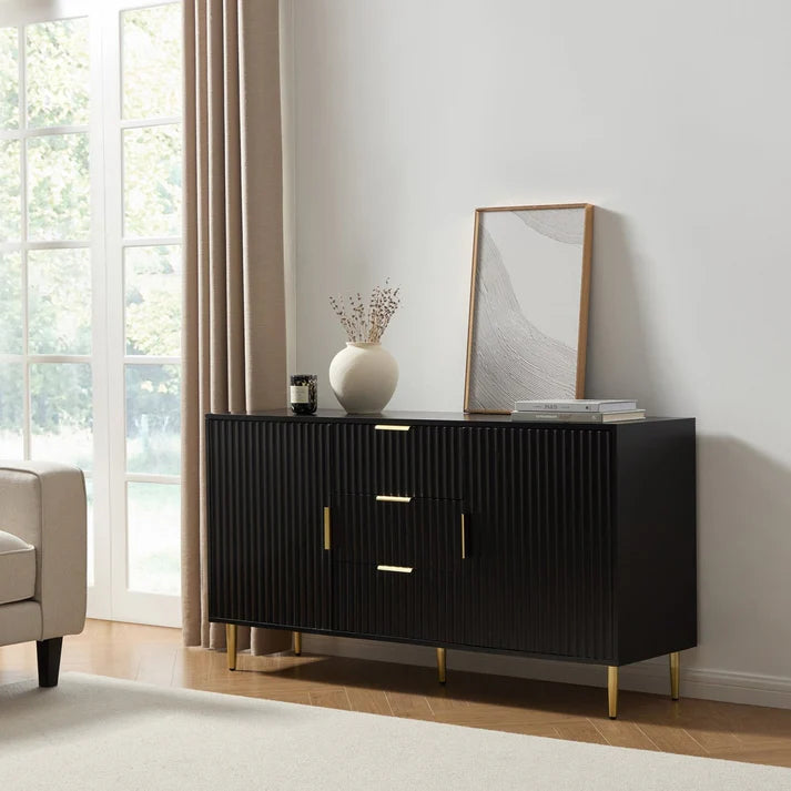 Evie Sideboard with Drawers - Black