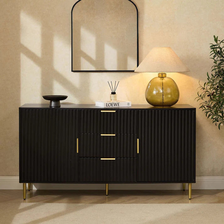 Evie Sideboard with Drawers - Black