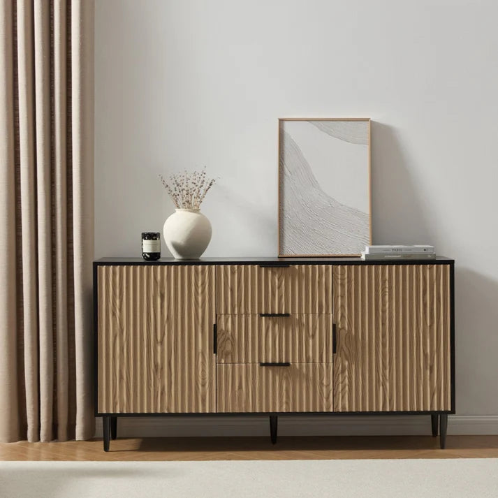 Evie Sideboard with Drawers - Black