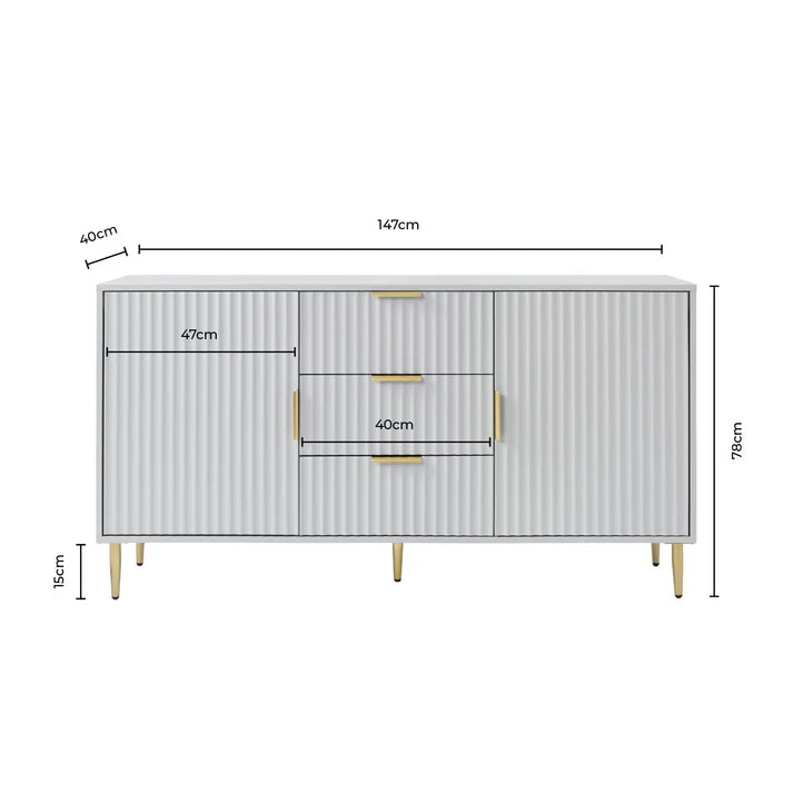 Evie Sideboard with Drawers - Black