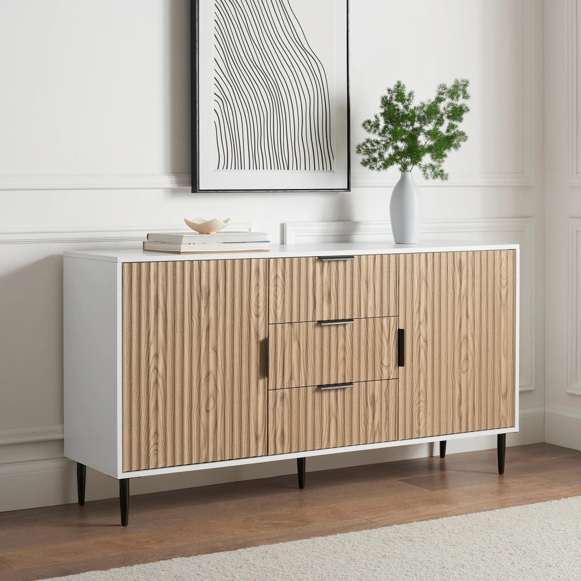 Evie Sideboard with Drawers - Black
