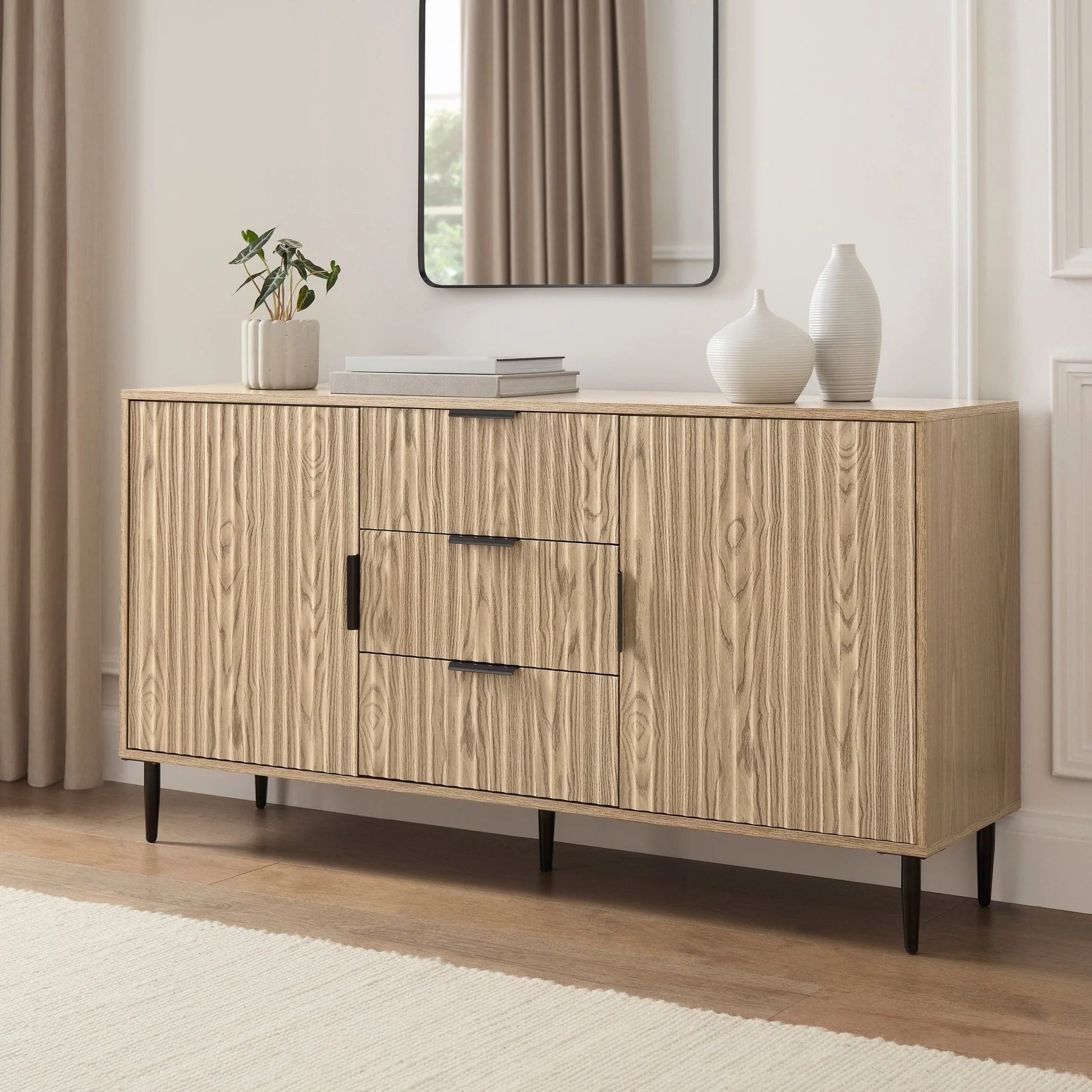 Evie Sideboard with Drawers - Black