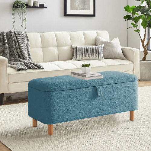 {"alt" => "39.5\" Boucle Storage Ottoman Bench for Living Room Bedroom Foot Rest End of Bed Wood Leg"}