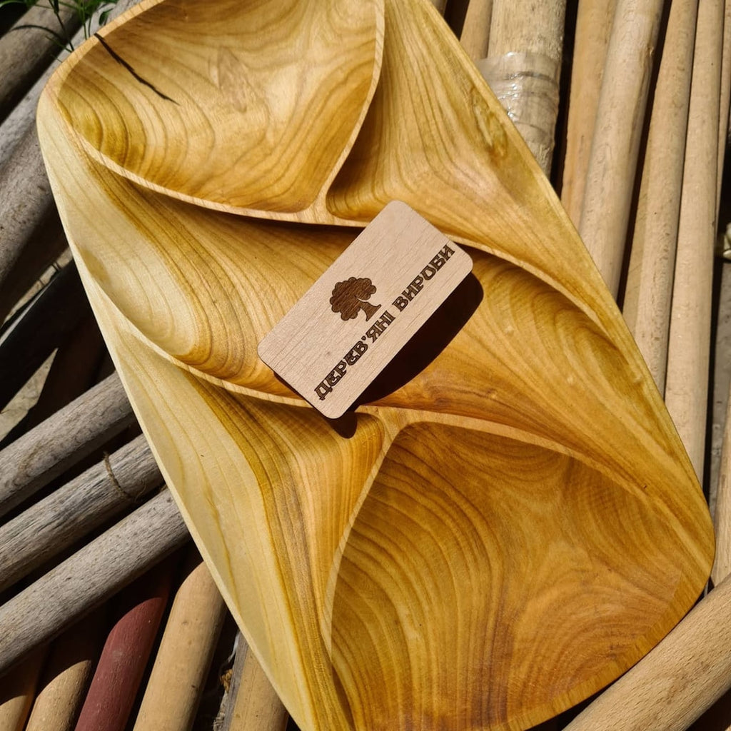 Wood plate Decorative plate Wood Serving Tray Wooden Platter Wood Serving Tray Segmented Portion Control Plate Wood Dish