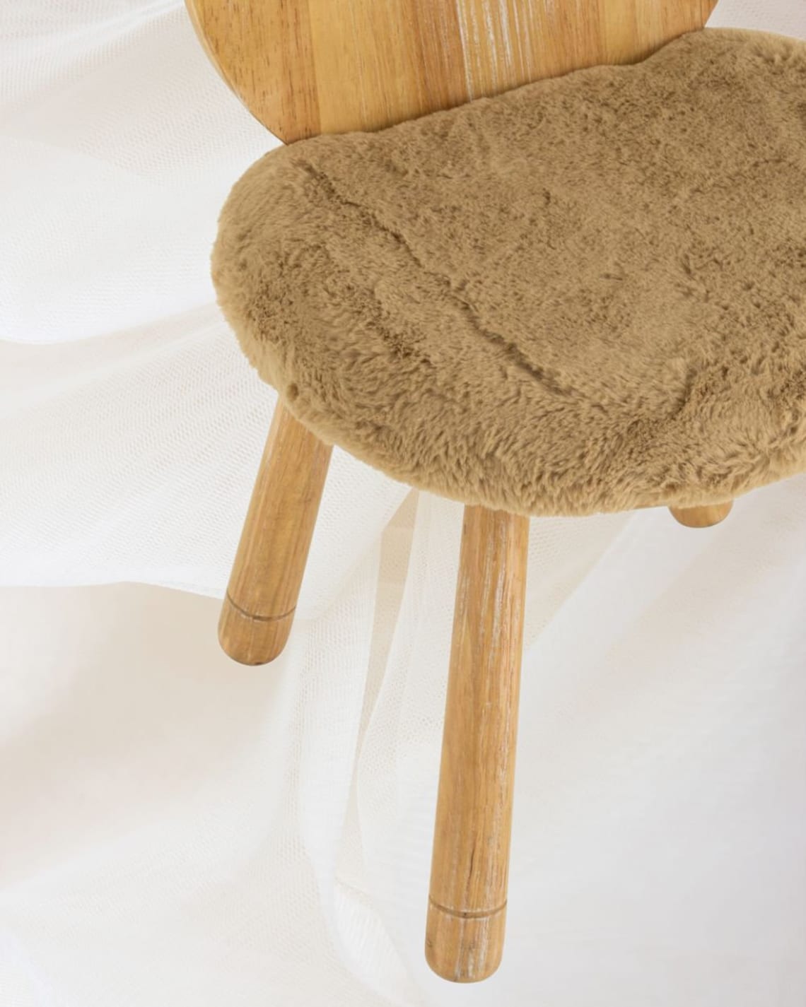 Kid's Fluffy Bear Wooden Chair