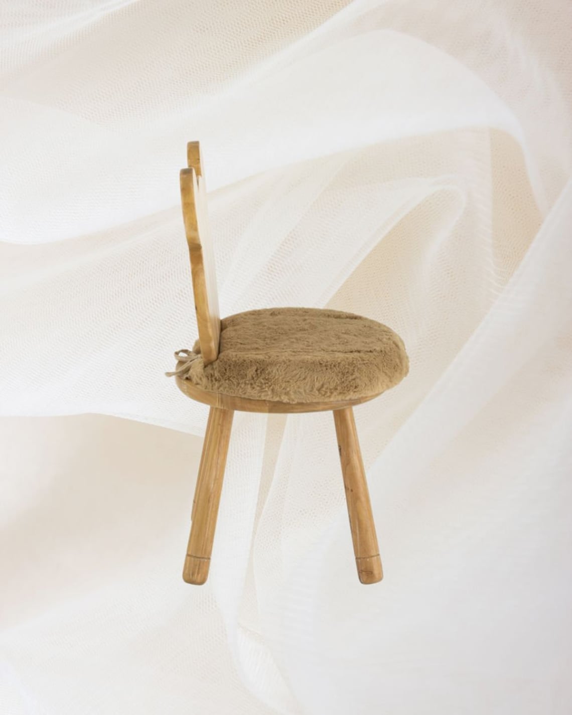 Kid's Fluffy Bear Wooden Chair