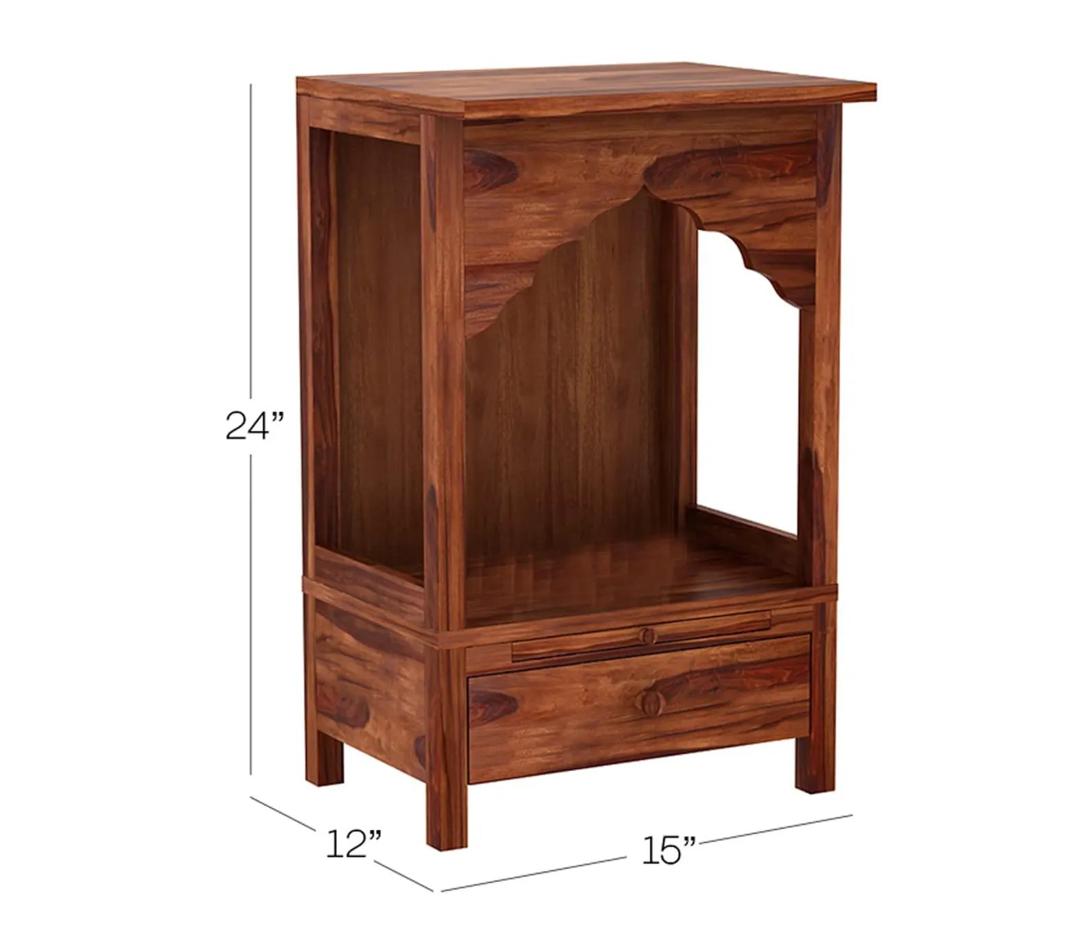 Heritage Arch Solid Wood Home Temple with Storage Drawer