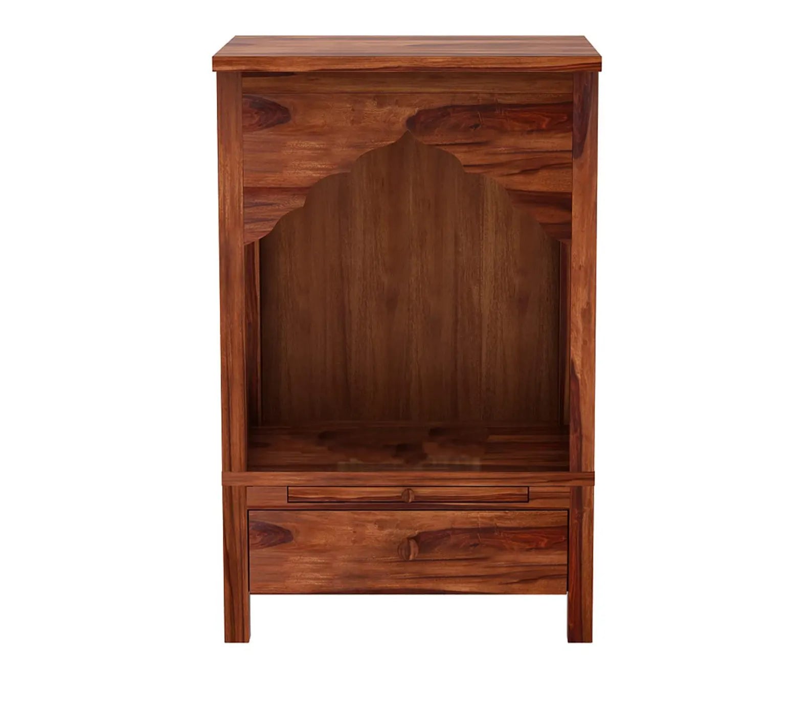 Heritage Arch Solid Wood Home Temple with Storage Drawer