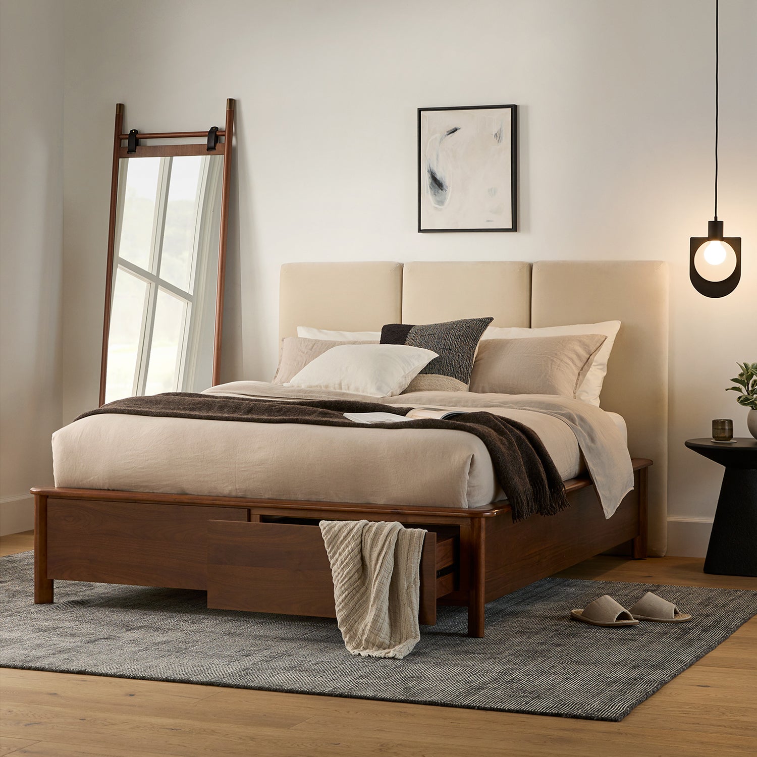 Beau Floor Mirror - Walnut