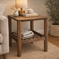 Indiana Scalloped Edge Solid Wood Accent Table – Modern Side Table