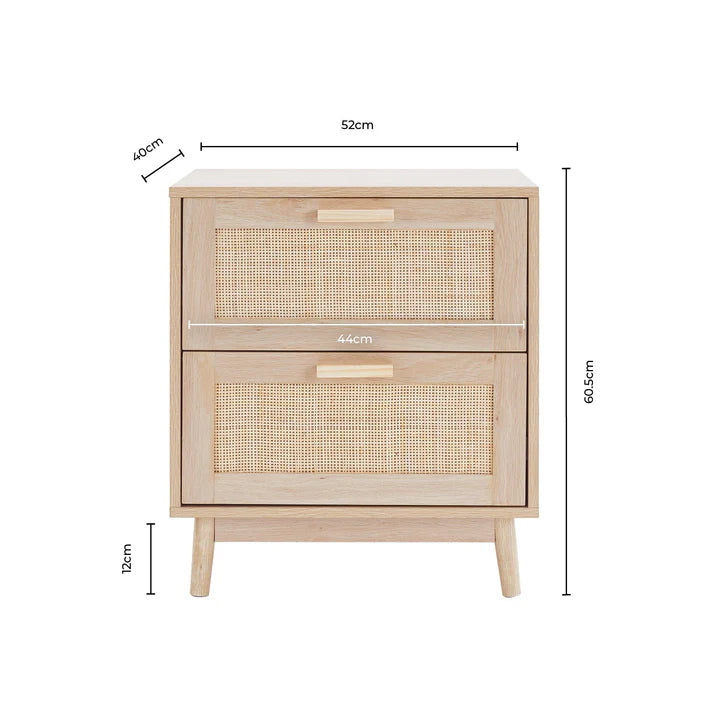 Isla 2 Drawer Bedside Table