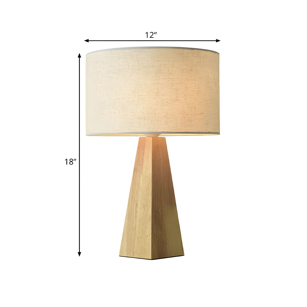 Prismatic Wooden Table Lamp Modernist 1 Light Beige Night Light with White Fabric Lamp Shade