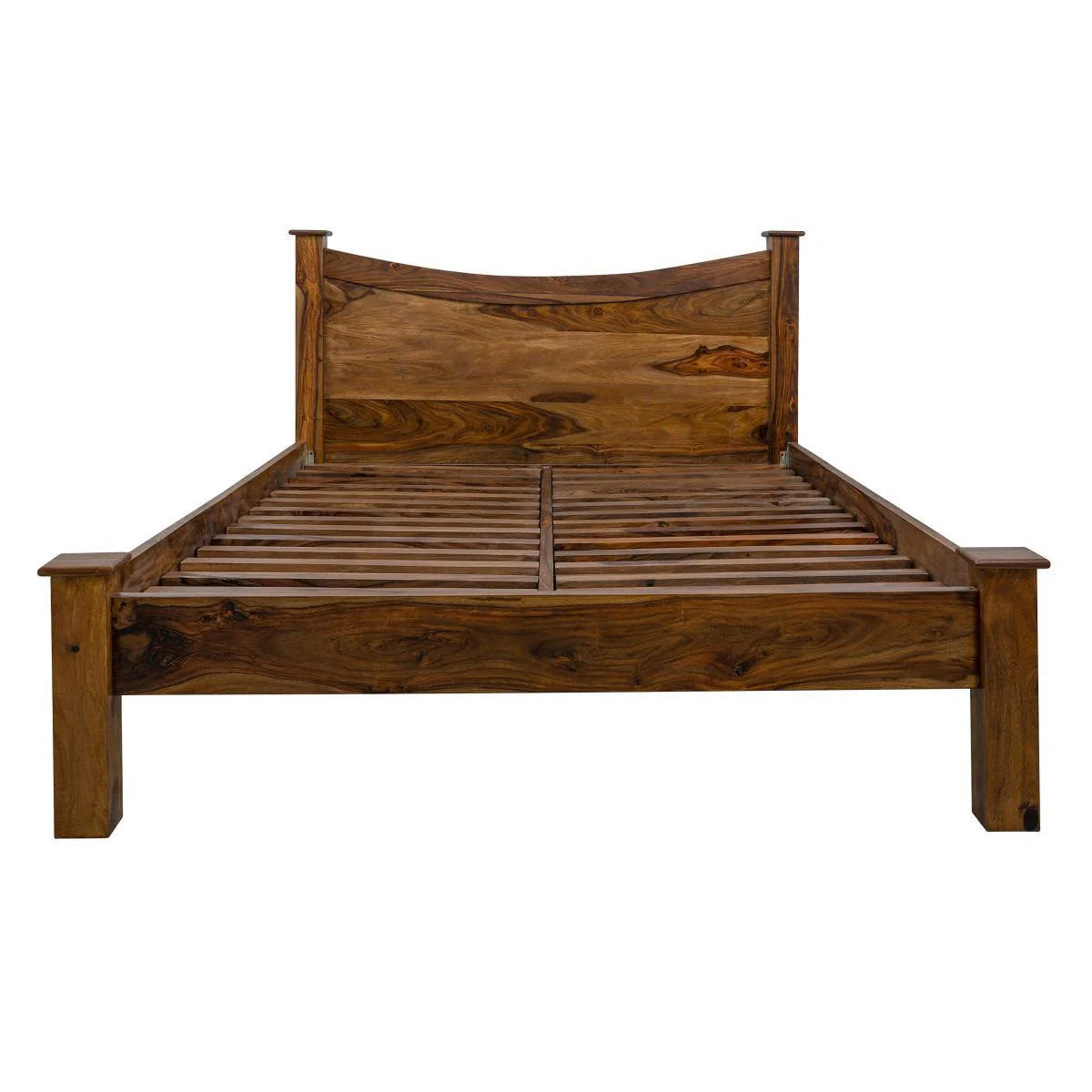 Sierra Curved Bed – Elegant Solid Sheesham Wood Queen Size Bed