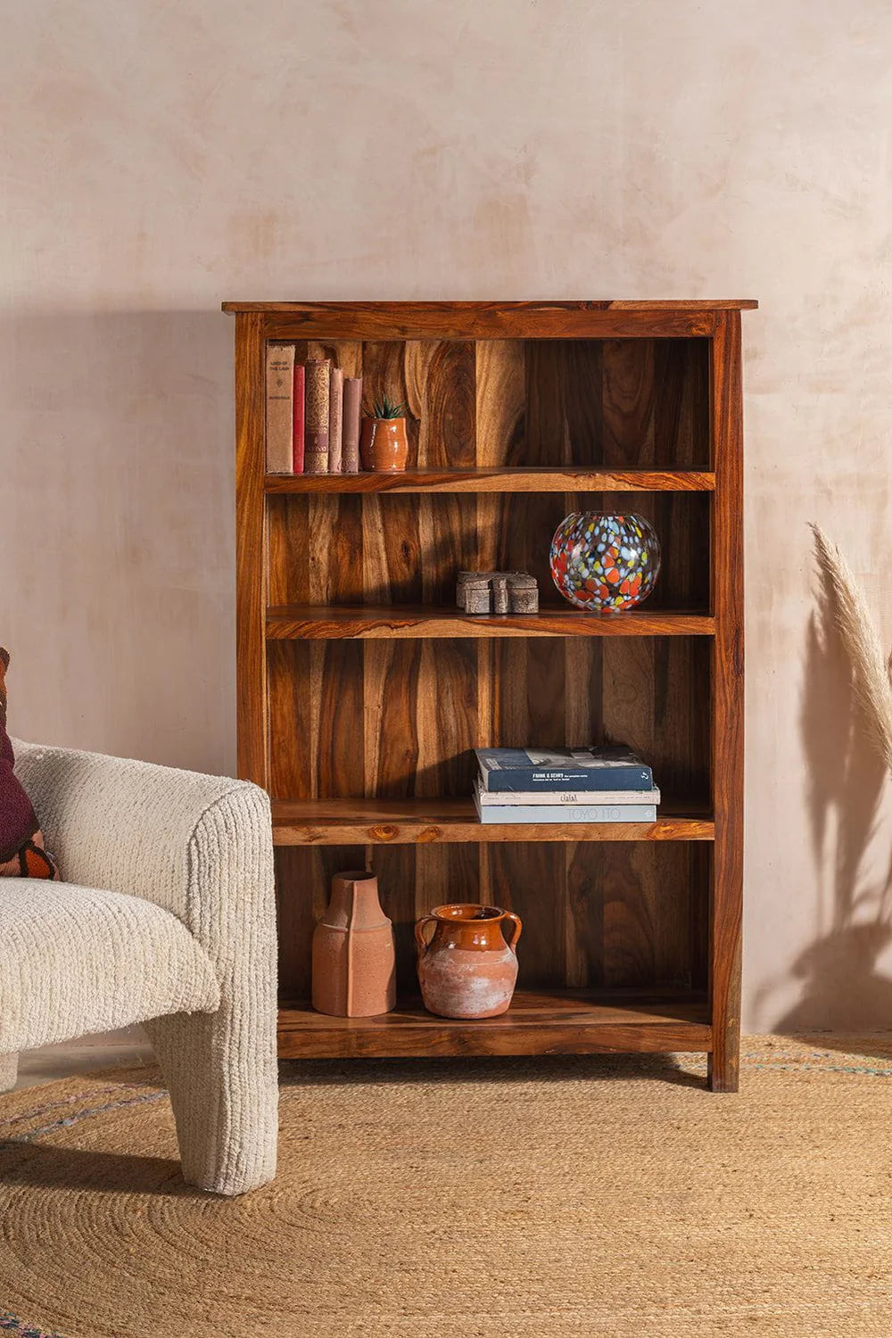 Sierra Solid Wood Bookcase – Mid-Size Storage Shelf