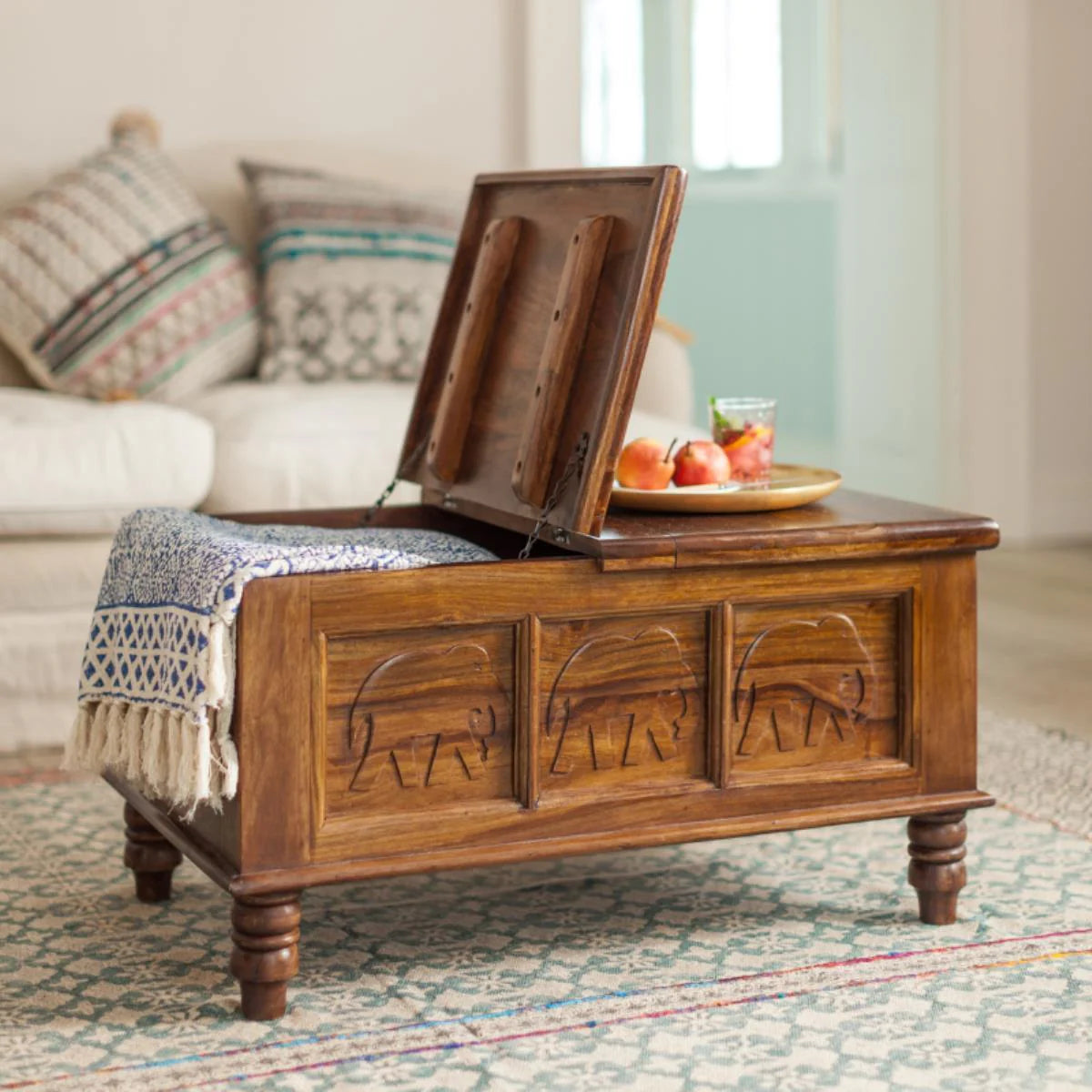 Sierra Hathi Storage Coffee Table Sheesham Wood | Mamta Handicraft